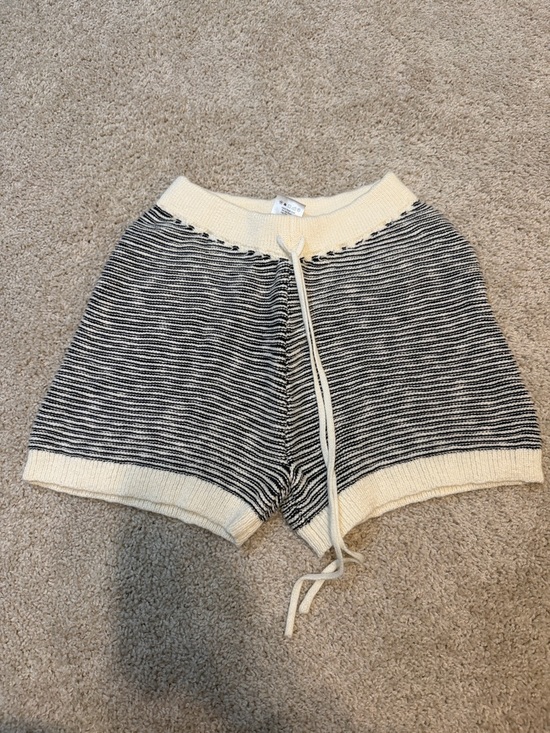 Heartloom Pants - Heartloom Black & Cream Striped Knit Drawstring Shorts